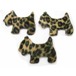 LOT 3 APPLIQUES TISSUS  : chien marron/noir 7*6cm 