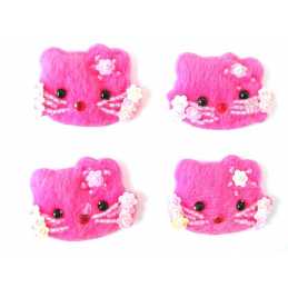 LOT 4 APPLIQUES : tete chat polaire 4*3cm 