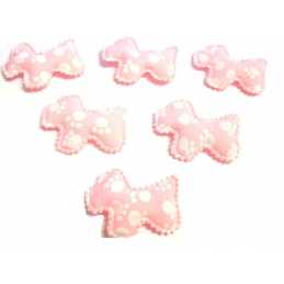 LOT 6 APPLIQUES TISSUS  : scottie rose/blanc 4*3cm 