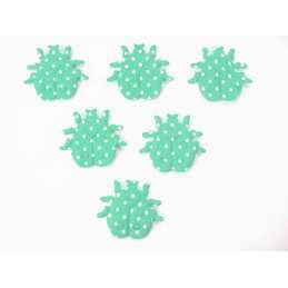 LOT 6 APPLIQUES TISSUS  : coccinelle vert 3*3cm 