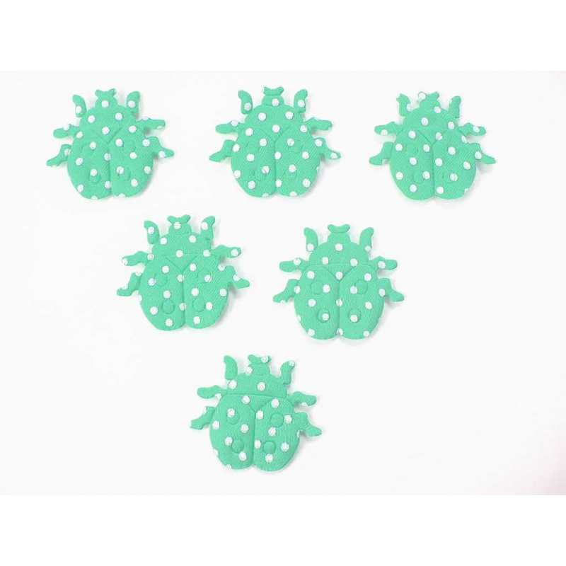 LOT 6 APPLIQUES TISSUS  : coccinelle vert 3*3cm 