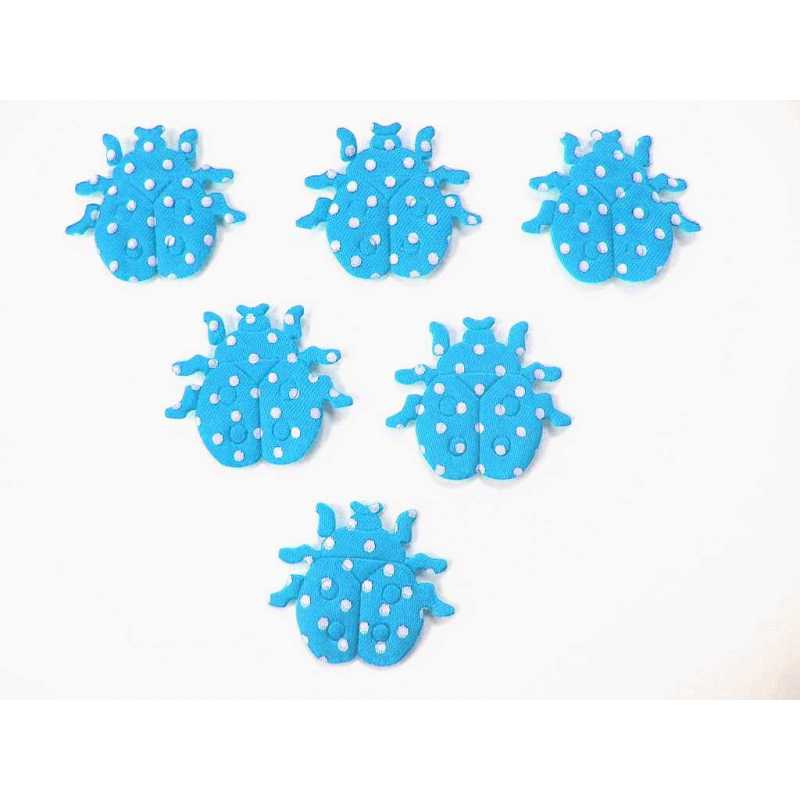 LOT 6 APPLIQUES TISSUS  : coccinelle bleu 3*3cm 