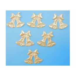 LOT 6 APPLIQUES TISSUS : cloche crème 4*3.5cm 