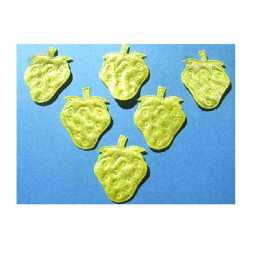 LOT 6 APPLIQUES TISSUS: fraise jaune 4*3cm 