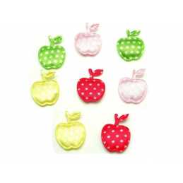 LOT 8 APPLIQUES TISSUS  : pomme 4 couleurs 2*2cm 