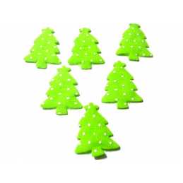 LOT 6 APPLIQUES TISSUS  : sapin vert/blanc hauteur 4.5*4cm  