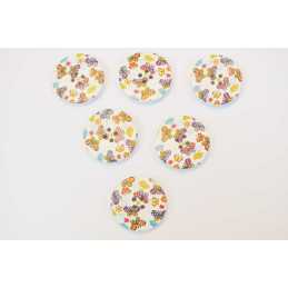 LOT 6 BOUTONS BOIS : rond motif papillon 30mm (01) 