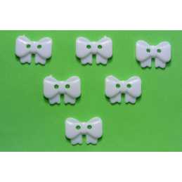 LOT 6 BOUTONS ACRYLIQUES : noeud papillon blanc 13*10mm (01) 