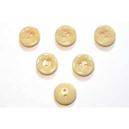 LOT 6 BOUTONS ACRYLIQUES : rond motif fleur beige 21mm (01) 