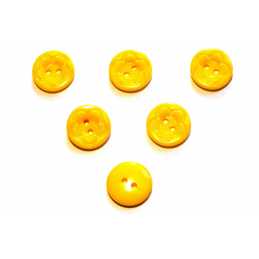 LOT 6 BOUTONS ACRYLIQUES : rond motif fleur jaune fonçé 21mm (01) 