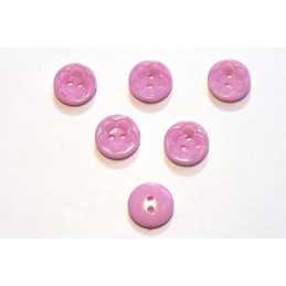 LOT 6 BOUTONS ACRYLIQUES : rond motif fleur mauve 21mm (01) 