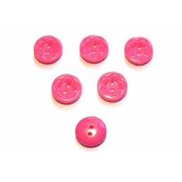 LOT 6 BOUTONS ACRYLIQUES: rond motif fleur rose 21mm (01) 