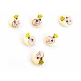 LOT 6 BOUTONS BOIS : rond motif coeur 15mm (11) 