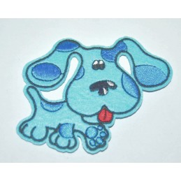 APPLIQUE TISSU THERMOCOLLANT : chien bleu 9*7cm (12)