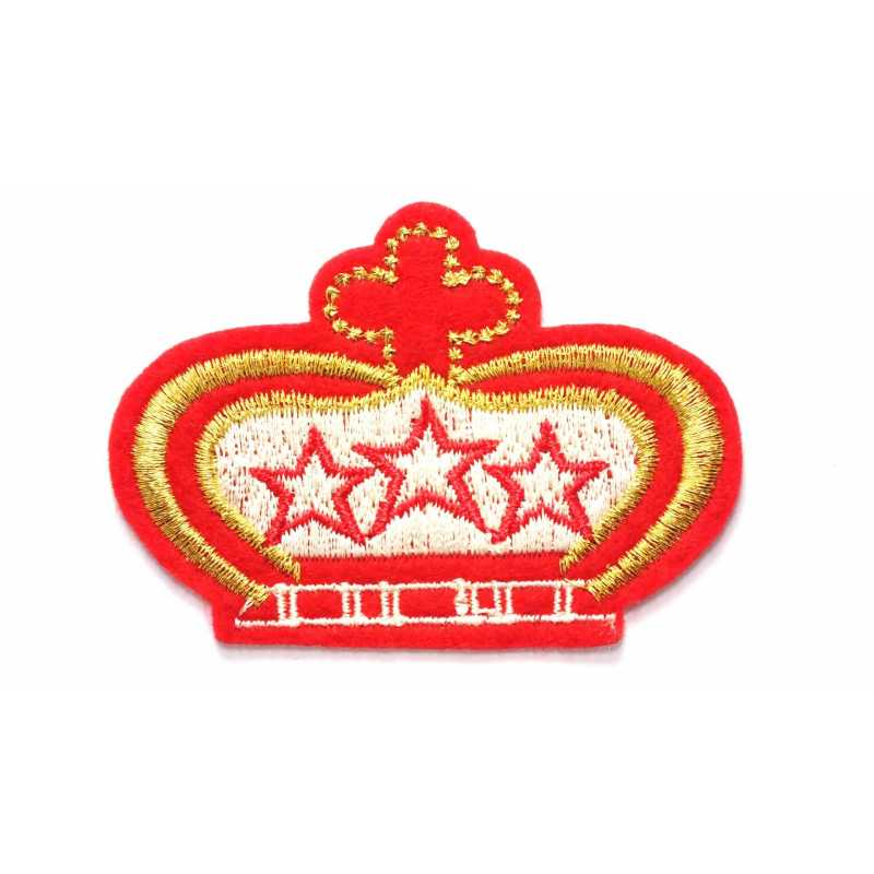 APPLIQUE THERMOCOLLANT : couronne rouge/dorée 7*5cm (02) 