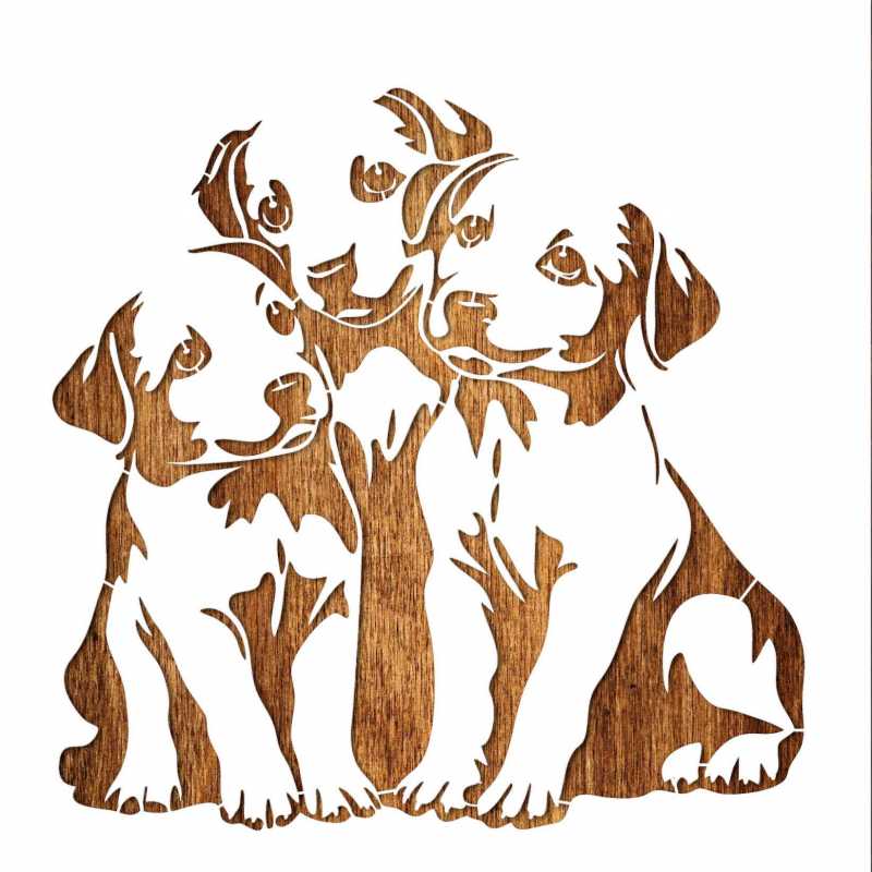 Pochoir 28 x 28 cm en plastique Mylar 3 chiots  