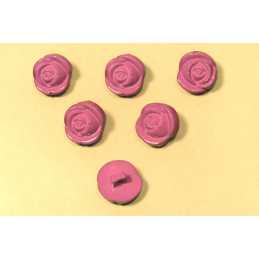 LOT 6 BOUTONS ACRYLIQUES : rose rose fonçé 15mm 