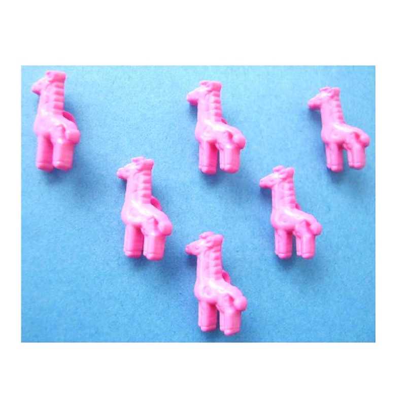 LOT 6 BOUTONS ACRYLIQUES : girafe rose 18*10mm 