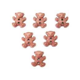 LOT 6 BOUTONS ACRYLIQUES : ourson marron 16*14mm 