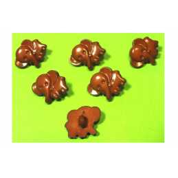 LOT 6 BOUTONS ACRYLIQUES : éléphant marron 14*13mm 