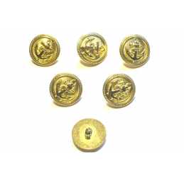 LOT 6 BOUTONS ACRYLIQUES :rond doré motif ancre 20mm  