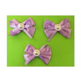 LOT 3 APPLIQUES  : noeud papillon mauve  + perle 7*5cm (02) 