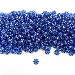 PERLES ACRYLIQUES : 35 rondes plates bleu/brillantes 7*3mm (01) 