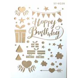 POCHOIR PLASTIQUE 30*21cm : happy birthday (03) 