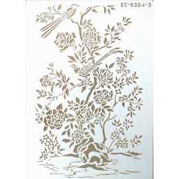 POCHOIR PLASTIQUE 30*21cm : fleur et oiseaux (01) 
