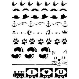 POCHOIR PLASTIQUE 26*18cm : divers animaux, enfants.... 