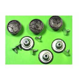 LOT 6 BOUTONS METAL 17mm : rond à pression pour jean (83) 