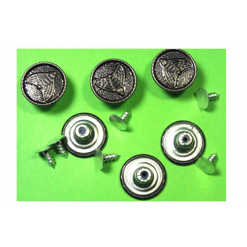 LOT 6 BOUTONS METAL 17mm : rond à pression pour jean (83) 