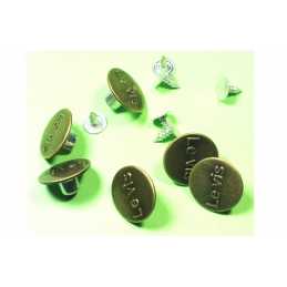 LOT 6 BOUTONS METAL 17mm : rond à pression pour jean (84) 