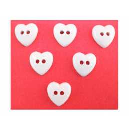 LOT 6 BOUTONS : coeur blanc 17*16mm (05) 