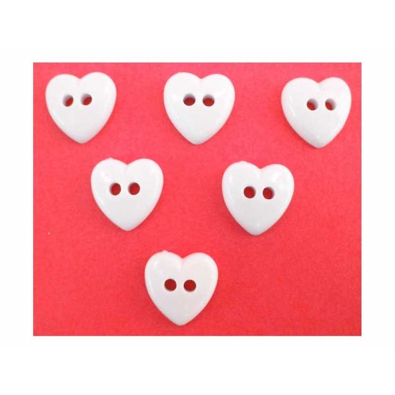 LOT 6 BOUTONS : coeur blanc 17*16mm (05) 