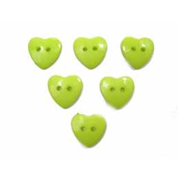 LOT 6 BOUTONS ACRYLIQUES : coeur vert 17*16mm (01) 