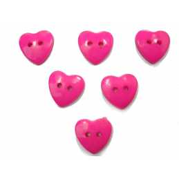 LOT 6 BOUTONS : coeur rose 17*16mm (01 