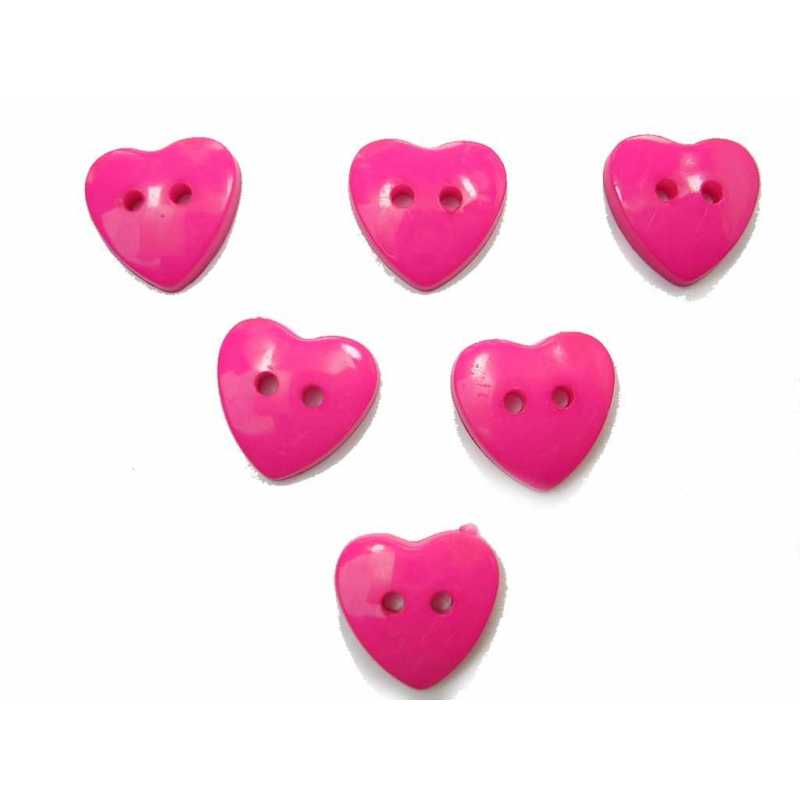 LOT 6 BOUTONS : coeur rose 17*16mm (01 