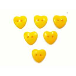LOT 6 BOUTONS ACRYLIQUES : coeur jaune fonçé 17*16mm (01) 