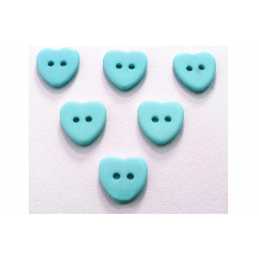 LOT 6 BOUTONS ACRYLIQUES : coeur bleu ciel 13*12mm (02) 
