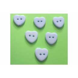 LOT 6 BOUTONS ACRYLIQUES : coeur bleu clair 13*12mm (02) 