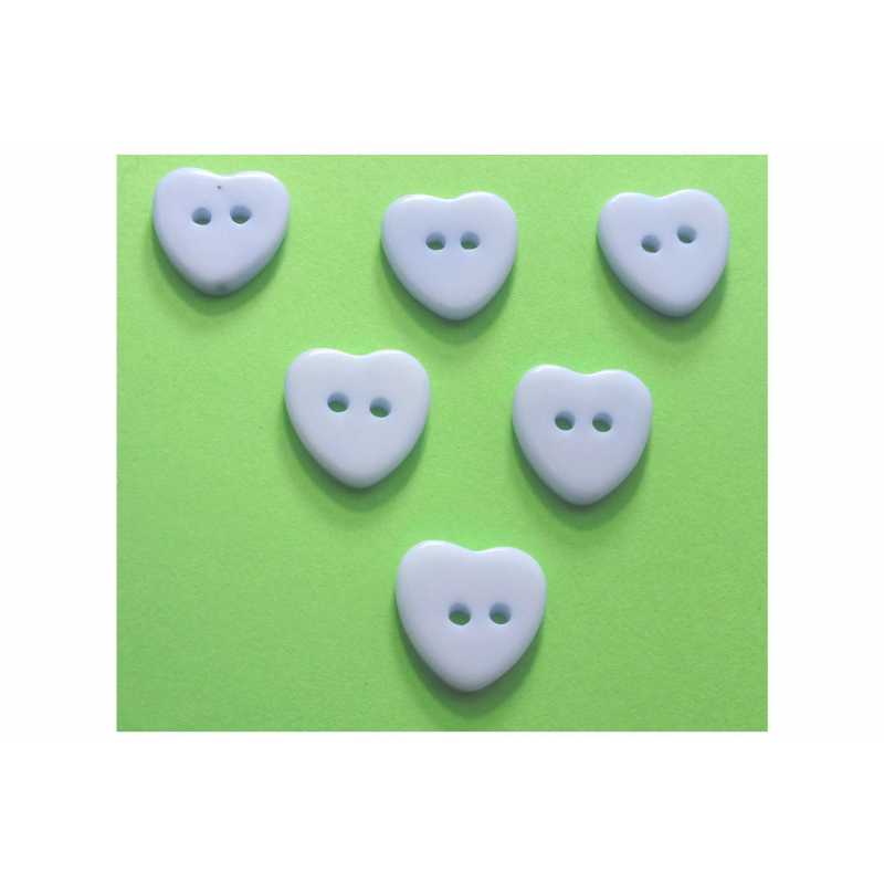 LOT 6 BOUTONS ACRYLIQUES : coeur bleu clair 13*12mm (02) 