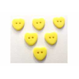 LOT 6 BOUTONS : coeur jaune 13*12mm (02) 