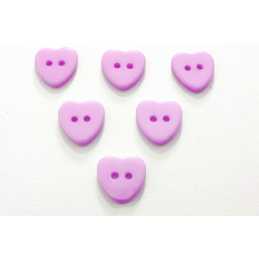 LOT 6 BOUTONS : coeur mauve 13*12mm (02) 
