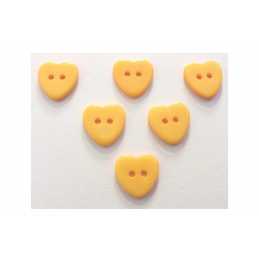 LOT 6 BOUTONS : coeur orange 13*12mm (02) 