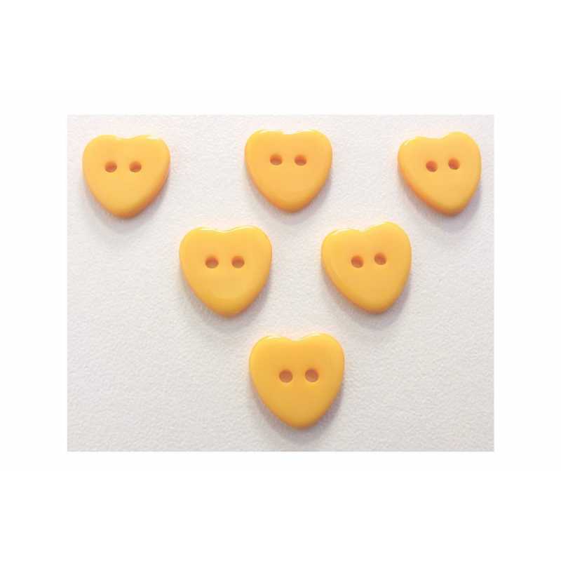 LOT 6 BOUTONS : coeur orange 13*12mm (02) 