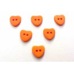 LOT 6 BOUTONS : coeur orange 13*12mm (02) 