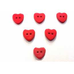 LOT 6 BOUTONS : coeur rouge 13*12mm (02) 