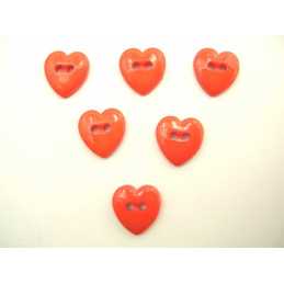 LOT 6 BOUTONS : coeur orange 10*9mm (01) 