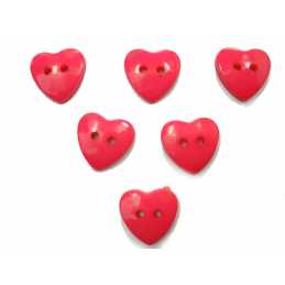 LOT 6 BOUTONS ACRYLIQUES : coeur rouge 14*14mm (01) 